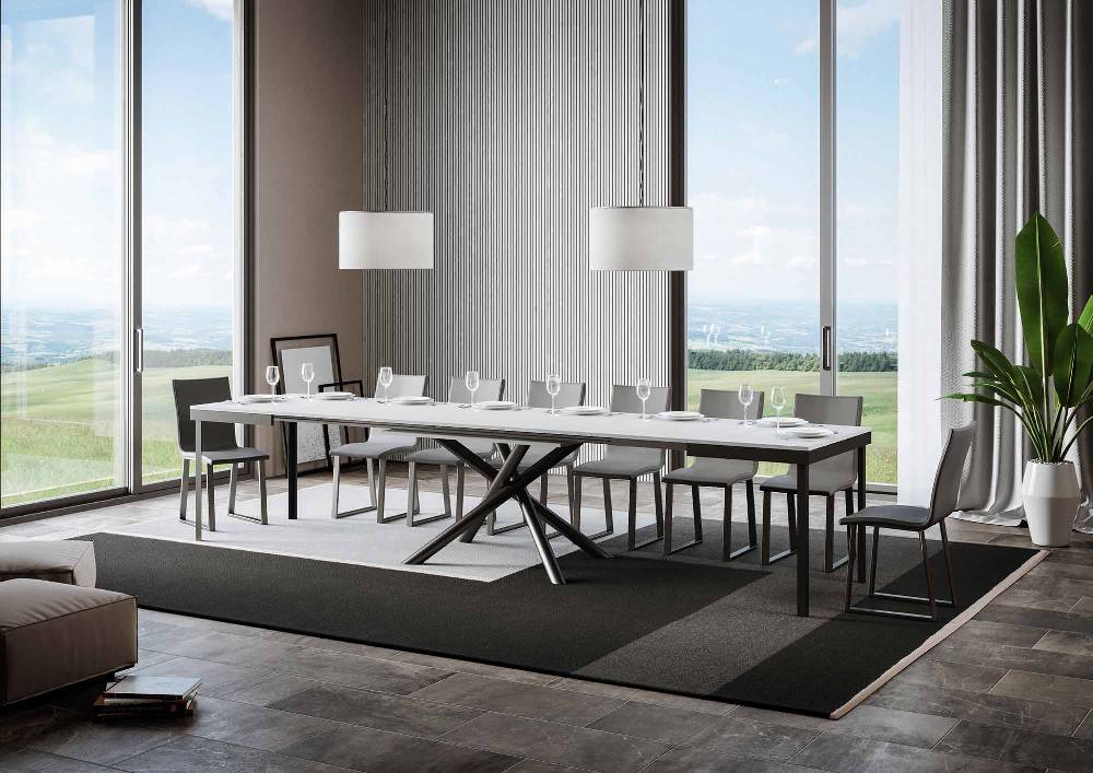 Itamoby Tavolo Famas Evolution piano Bianco Frassino 90×120 Allungato 380 telaio Antracite Promozione temporanea