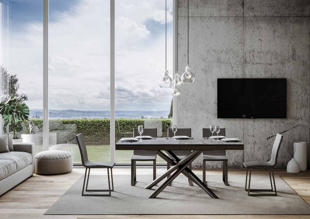 Itamoby Tavolo Famas Evolution piano Cemento 90×180 Allungato 284 telaio Antracite Fino al 60% di sconto