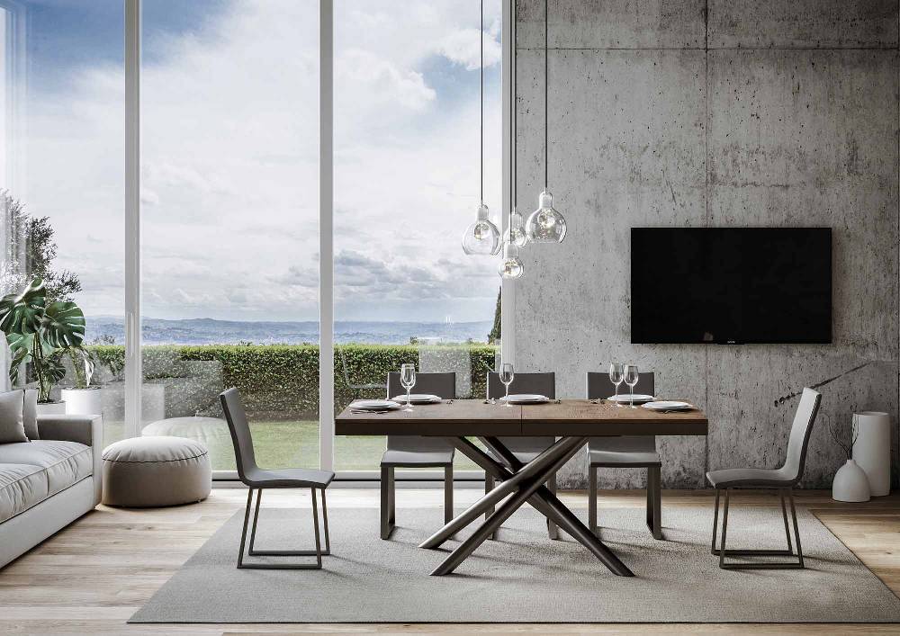 Itamoby Tavolo Famas Evolution piano Noce 90×160 Allungato 264 telaio Antracite Offerta speciale della fabbrica