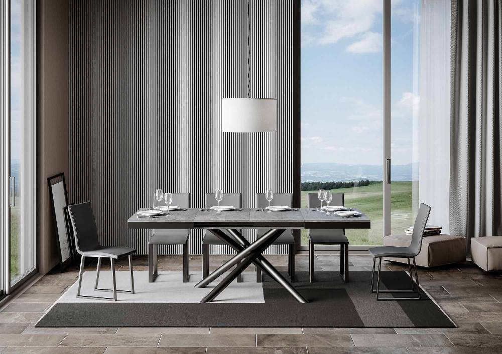 Itamoby Tavolo Famas Evolution piano Cemento 90×120 Allungato 224 telaio Antracite Super sconto