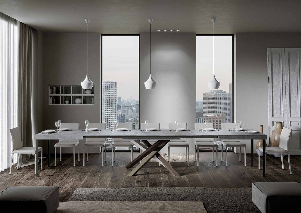 Itamoby Tavolo Volantis Allungabile piano Cemento 90×160 Allungato 420 telaio 4/C Sottocosto
