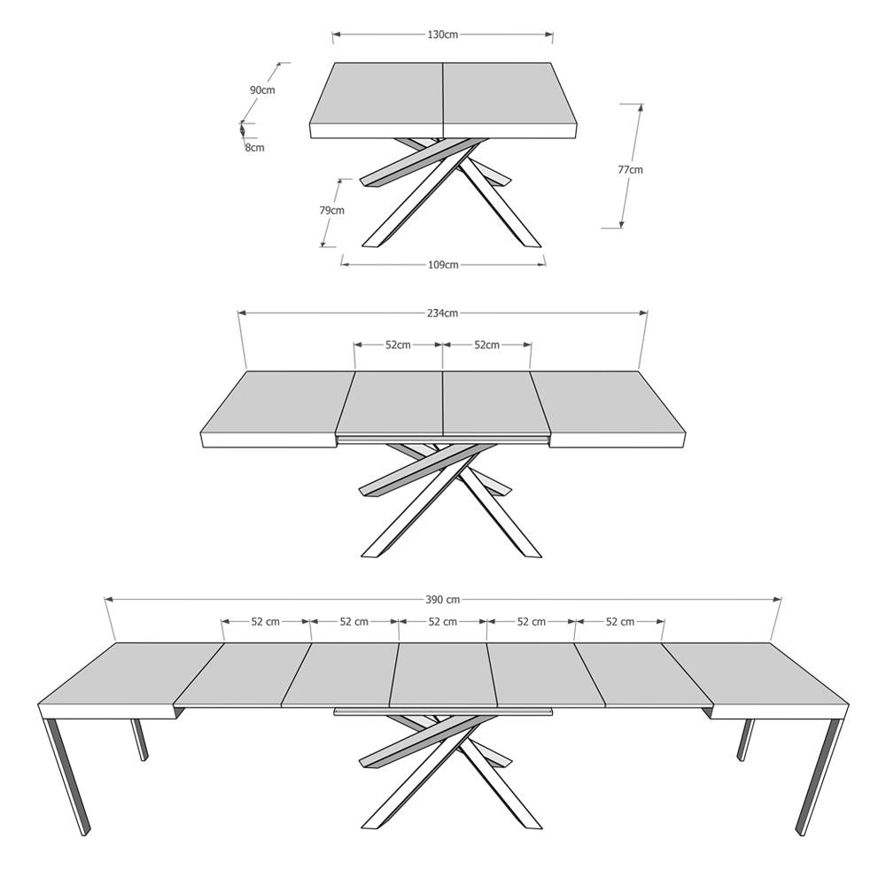 Itamoby Tavolo Volantis Allungabile piano Cemento 90×130 Allungato 390 telaio 4/C Sconto