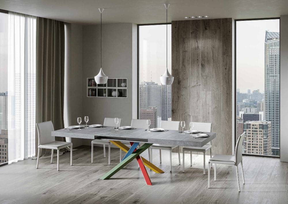 Itamoby Tavolo Volantis Allungabile piano Cemento 90×180 Allungato 440 telaio 4/B Nuova