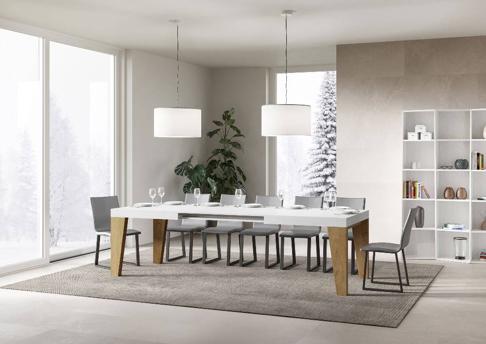 Itamoby Tavolo Naxy Mix Allungabile Piano Bianco Frassino Gambe Quercia Natura 90×180 Allungato 440 Negozio online di fabbrica