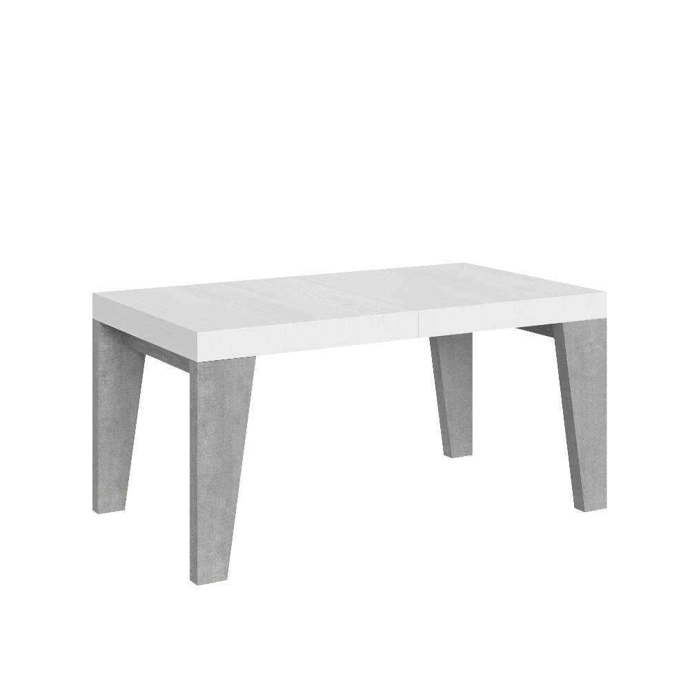 Itamoby Tavolo Naxy Mix Allungabile Piano Bianco Frassino Gambe Cemento 90×160 Allungato 420