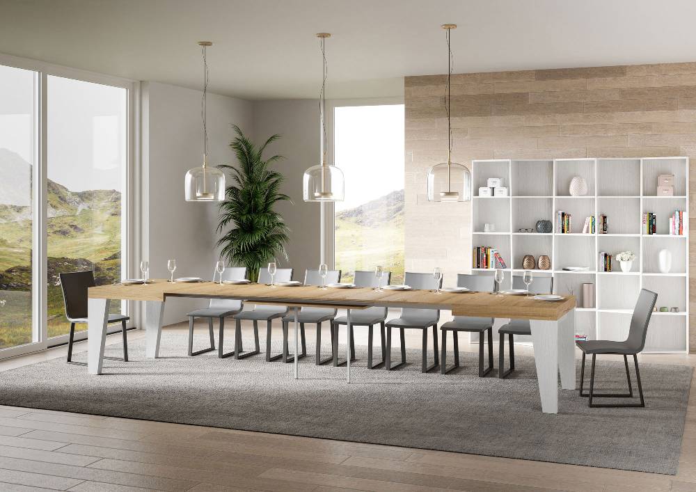 Itamoby Tavolo Naxy Mix Allungabile Piano Quercia Natura Gambe Bianco Frassino 90×160 Allungato 420 Shopping online
