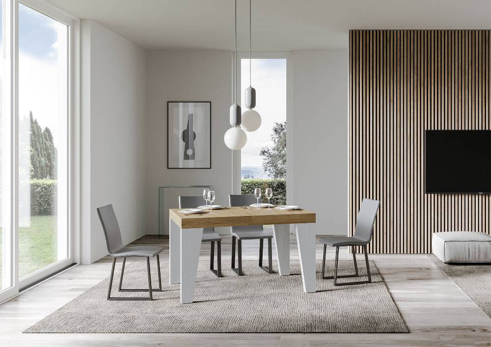Itamoby Tavolo Naxy Mix Allungabile Piano Quercia Natura Gambe Bianco Frassino 90×130 Allungato 234 Black Friday