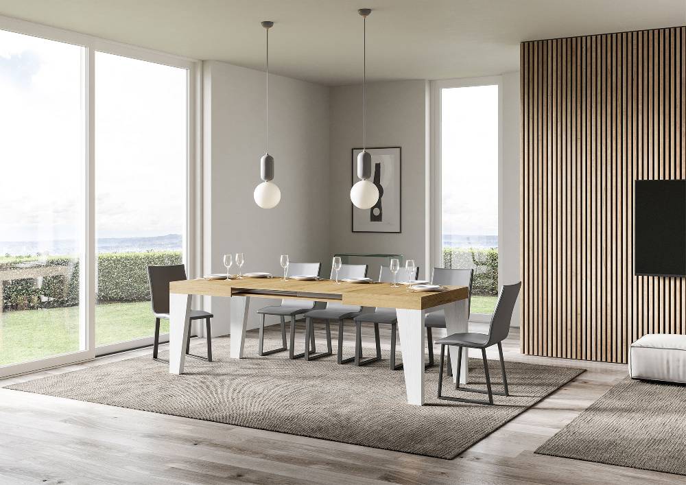 Itamoby Tavolo Naxy Mix Allungabile Piano Quercia Natura Gambe Bianco Frassino 90×130 Allungato 234 Black Friday