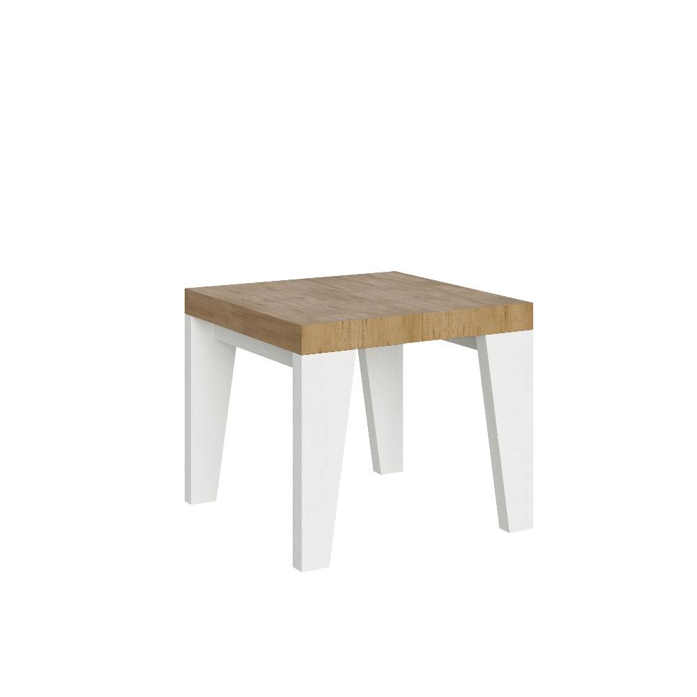 Itamoby Tavolo Naxy Mix Allungabile Piano Quercia Natura Gambe Bianco Frassino 90×90 Allungato 246