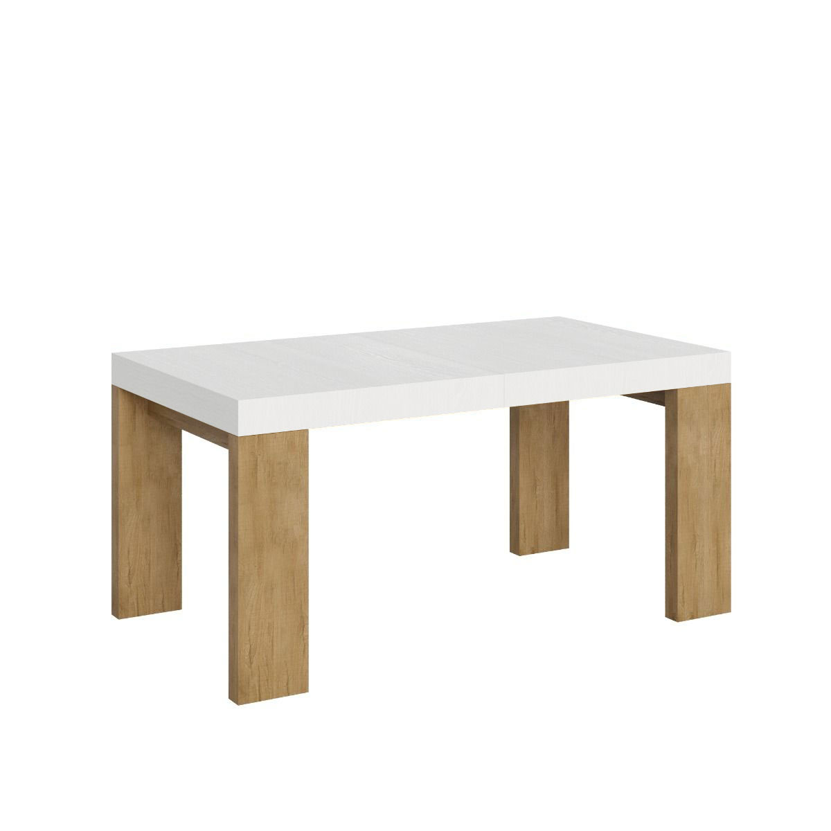Itamoby Tavolo Roxell Allungabile Piano Bianco Frassino Gambe Quercia Natura 90×160 Allungato 420 Liquidazione