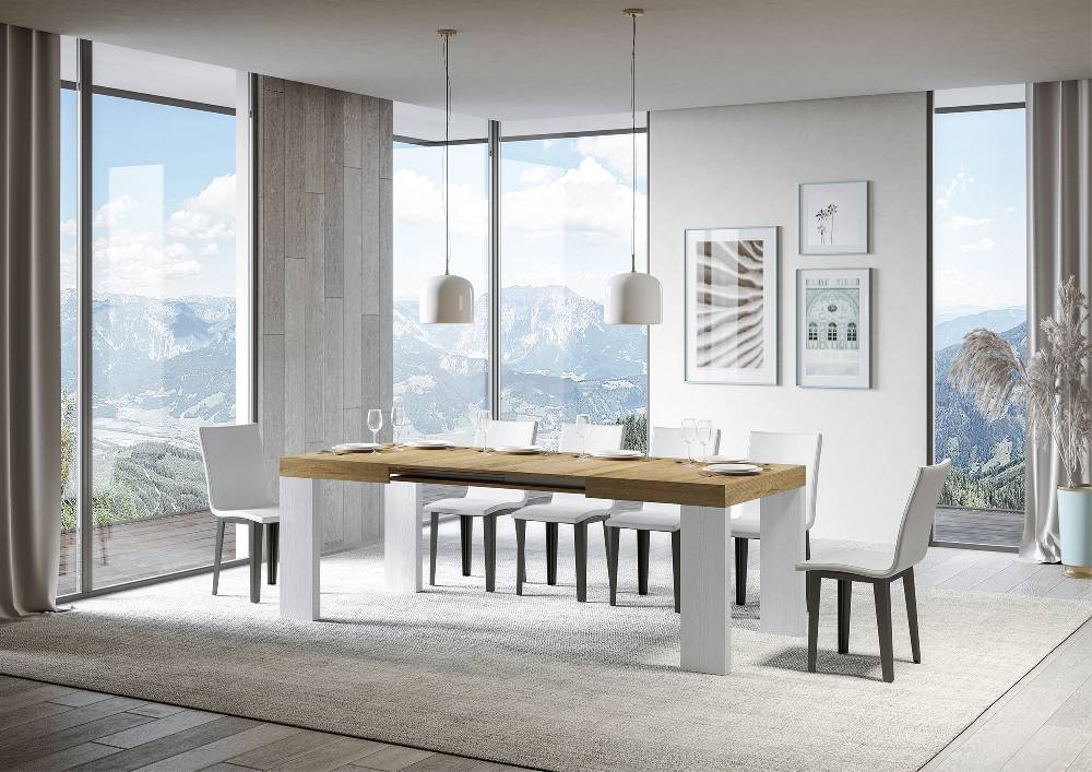 Itamoby Tavolo Roxell Allungabile Piano Quercia Natura Gambe Bianco Frassino 90×130 Allungato 234 Offerte speciali