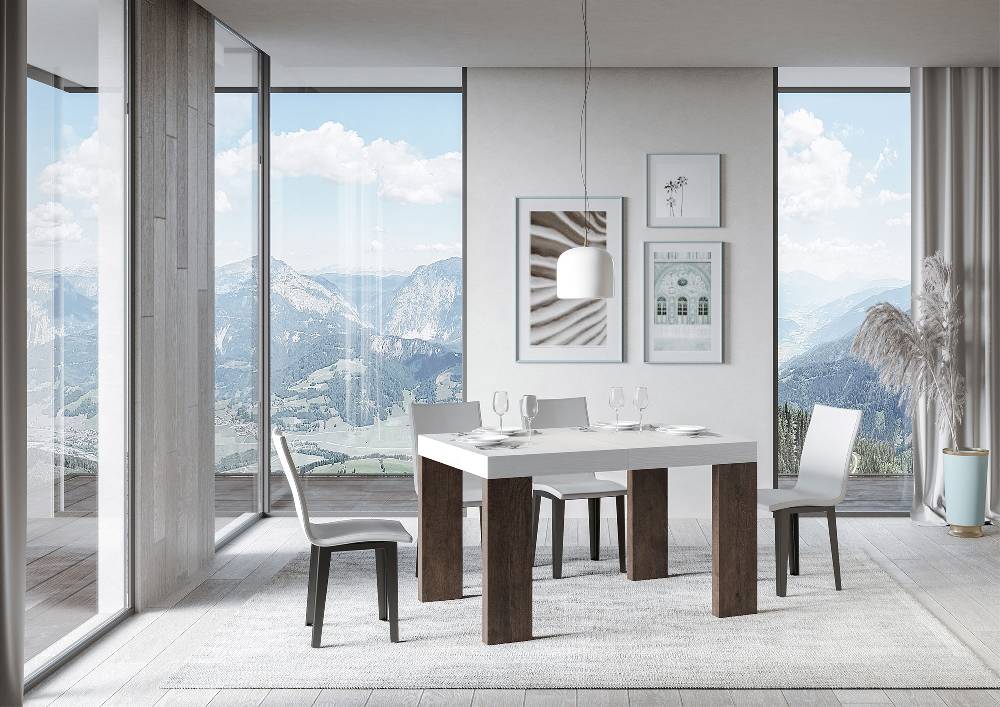 Itamoby Tavolo Roxell Mix Allungabile Piano Bianco Frassino Gambe Noce 90×130 Allungato 234 Prezzo basso