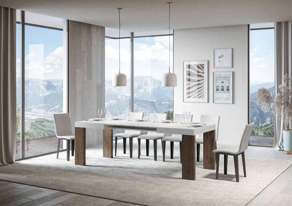 Itamoby Tavolo Roxell Mix Allungabile Piano Bianco Frassino Gambe Noce 90×130 Allungato 234 Prezzo basso