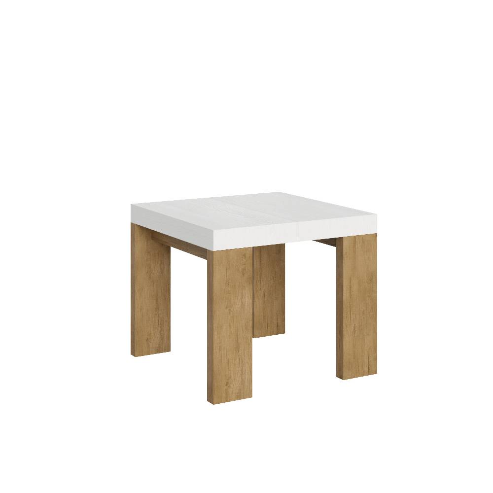 Itamoby Tavolo Roxell Mix Allungabile Piano Bianco Frassino Gambe Quercia Natura 90×90 Allungato 246 Ultimi tre giorni