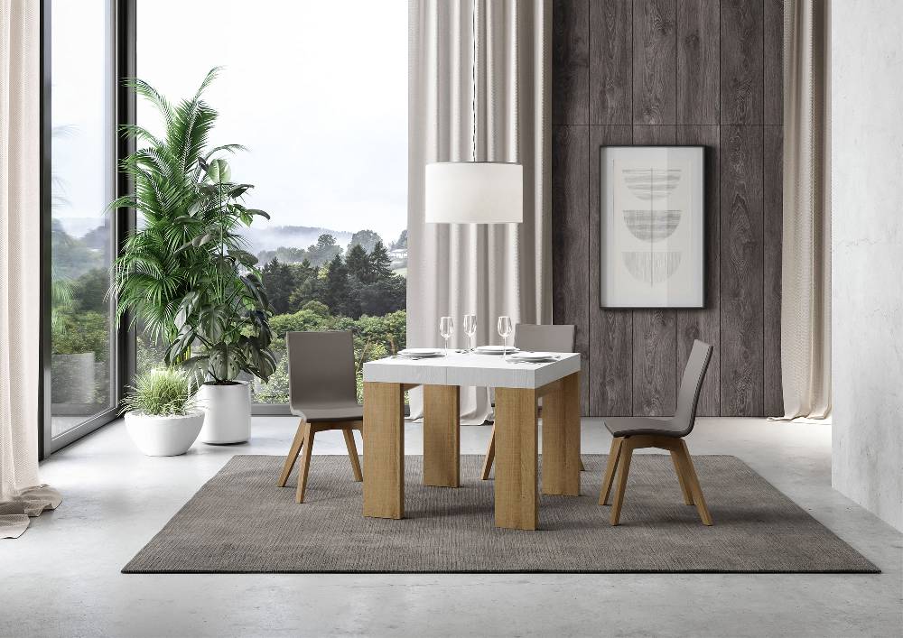 Itamoby Tavolo Roxell Mix Allungabile Piano Bianco Frassino Gambe Quercia Natura 90×90 Allungato 246 Ultimi tre giorni
