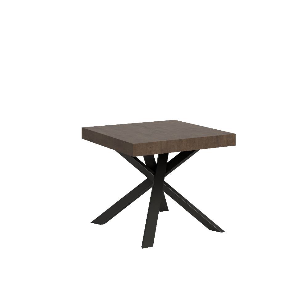 Itamoby Tavolo Clerk 90×90 allungato 194 piano Noce gambe Antracite