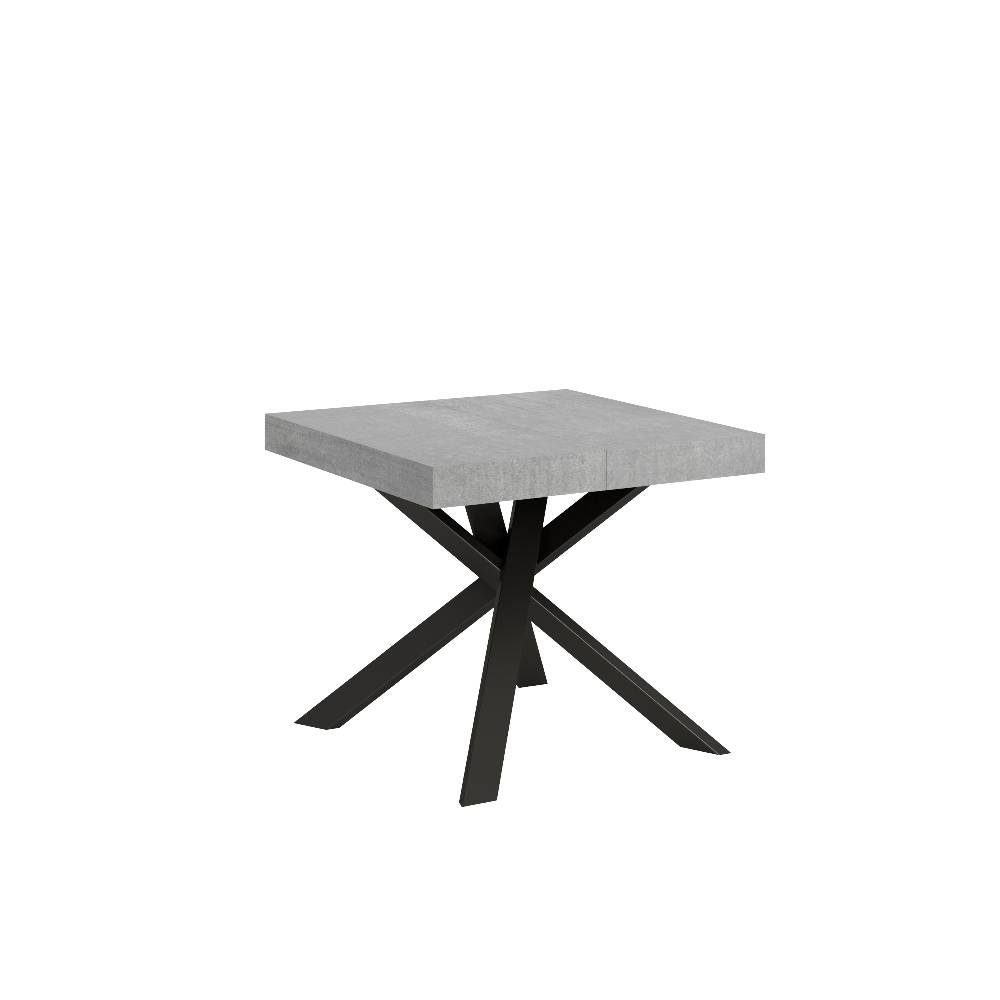 Itamoby Tavolo Clerk 90×90 allungato 194 piano Cemento gambe Antracite