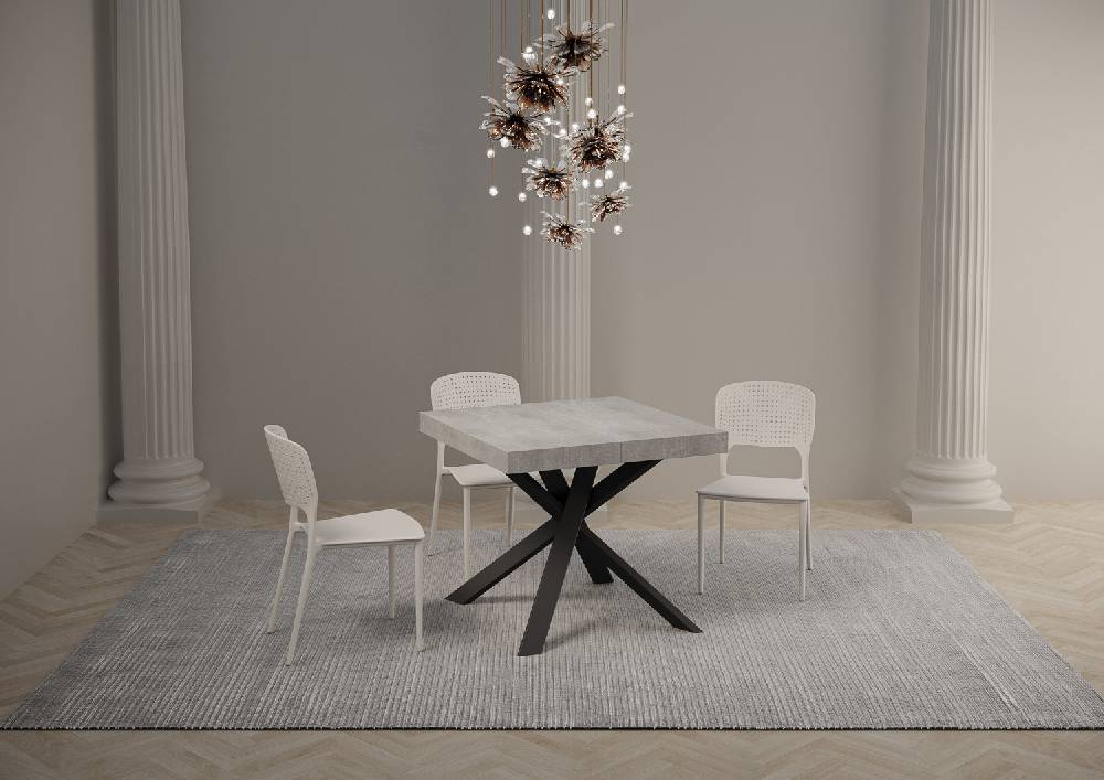 Itamoby Tavolo Clerk 90×90 allungato 194 piano Cemento gambe Antracite Ultimi due giorni