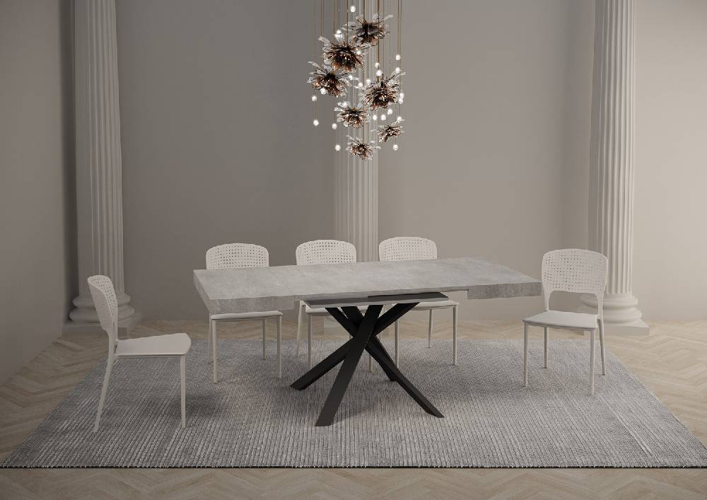 Itamoby Tavolo Clerk 90×90 allungato 194 piano Cemento gambe Antracite Ultimi due giorni