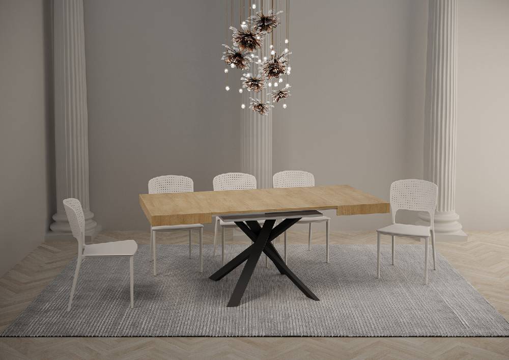 Itamoby Tavolo Clerk 90×90 allungato 194 piano Quercia Natura gambe Antracite Ultimo giorno