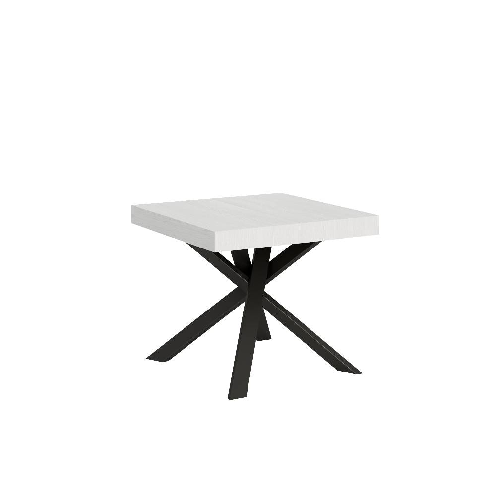 Itamoby Tavolo Clerk 90×90 allungato 194 piano Bianco Frassino gambe Antracite