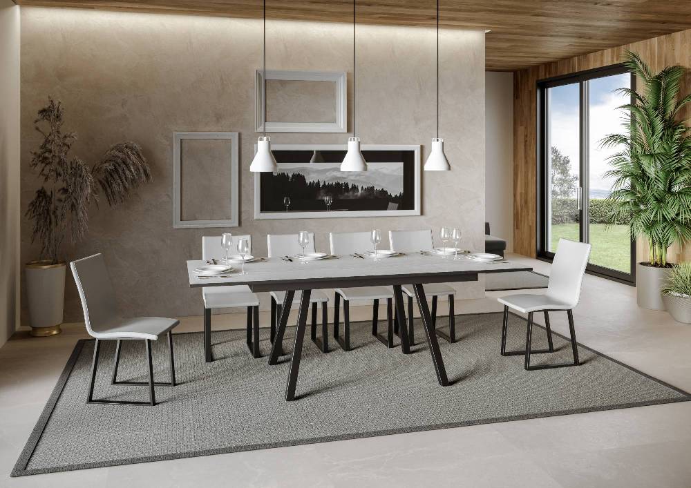 Itamoby Tavolo Mirhi piano Bianco Frassino 90×160 + 60 telaio Antracite Only for today