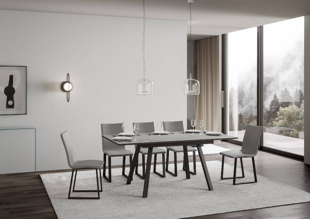 Itamoby Tavolo Mirhi piano Cemento 90×120 + 60 telaio Antracite Offerta speciale della fabbrica