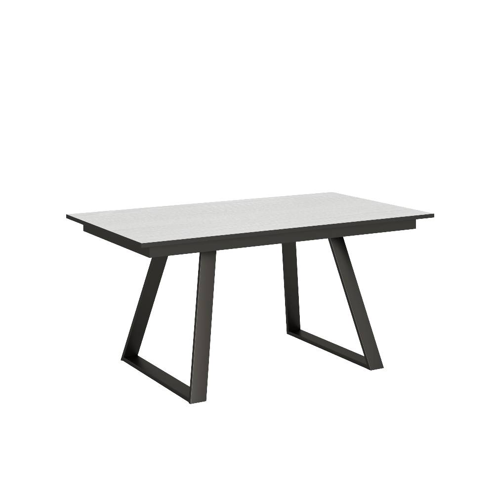Itamoby Tavolo Bernadette piano Bianco Frassino 90×160 + 60 telaio Antracite