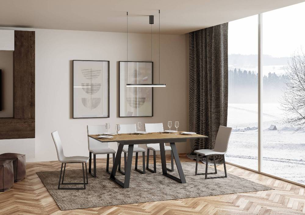 Itamoby Tavolo Bernadette piano Quercia Natura 90×120 + 60 telaio Antracite 2025