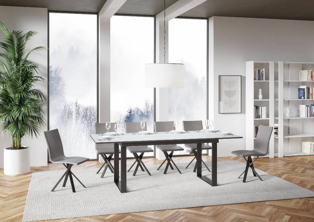 Itamoby Tavolo Bandos piano Bianco Frassino 90×160 + 60 telaio Antracite Vendita