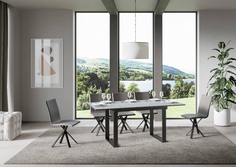 Itamoby Tavolo Bandos piano Cemento 90×120 + 60 telaio Antracite Promozione
