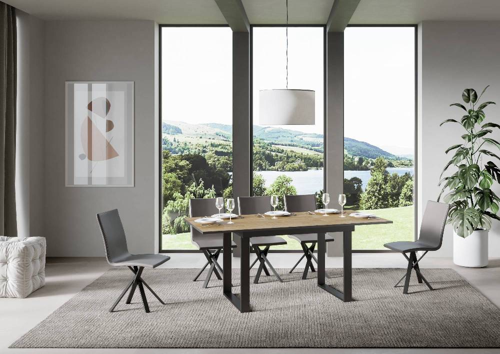 Itamoby Tavolo Bandos piano Quercia Natura 90×120 + 60 telaio Antracite Spedizione Gratuita