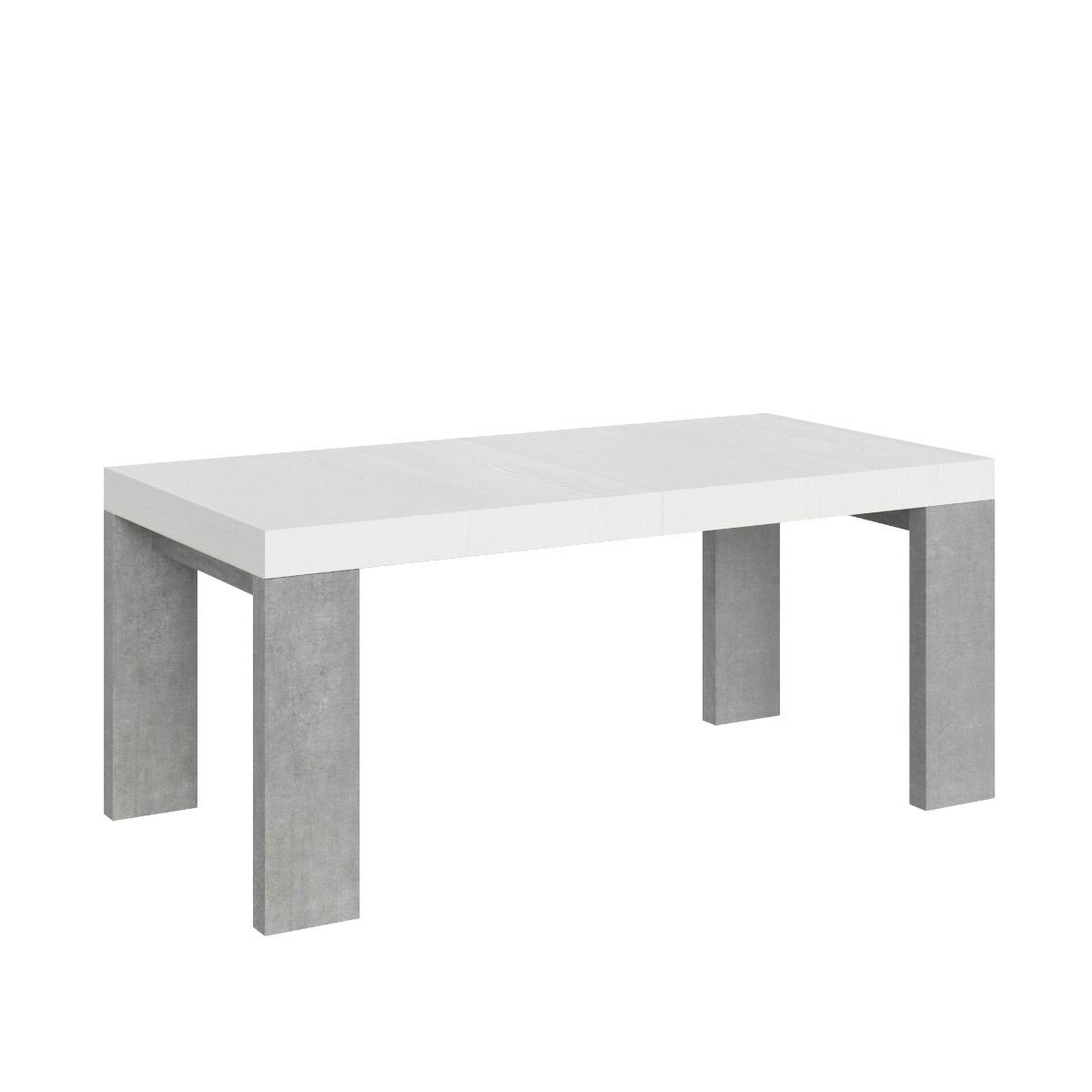 Itamoby Tavolo Roxell Mix Allungabile Piano Bianco Frassino Gambe Cemento 90×180 Allungato 284
