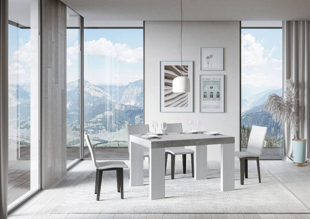 Itamoby Tavolo Roxell Mix Allungabile Piano Cemento Gambe Bianco Frassino 90×130 Allungato 390 Affare Del Giorno