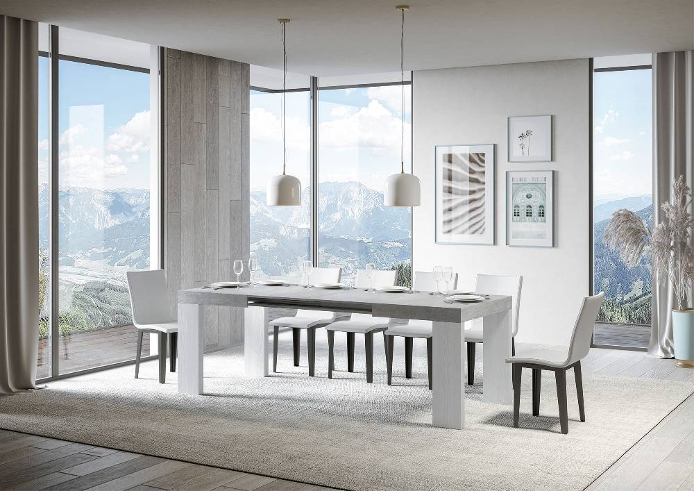 Itamoby Tavolo Roxell Mix Allungabile Piano Cemento Gambe Bianco Frassino 90×130 Allungato 390 Affare Del Giorno