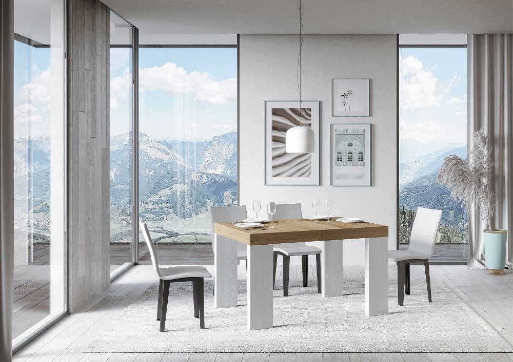 Itamoby Tavolo Roxell Mix Allungabile Piano Quercia Natura Gambe Bianco Frassino 90×130 Allungato 390 Prezzo Ridotto