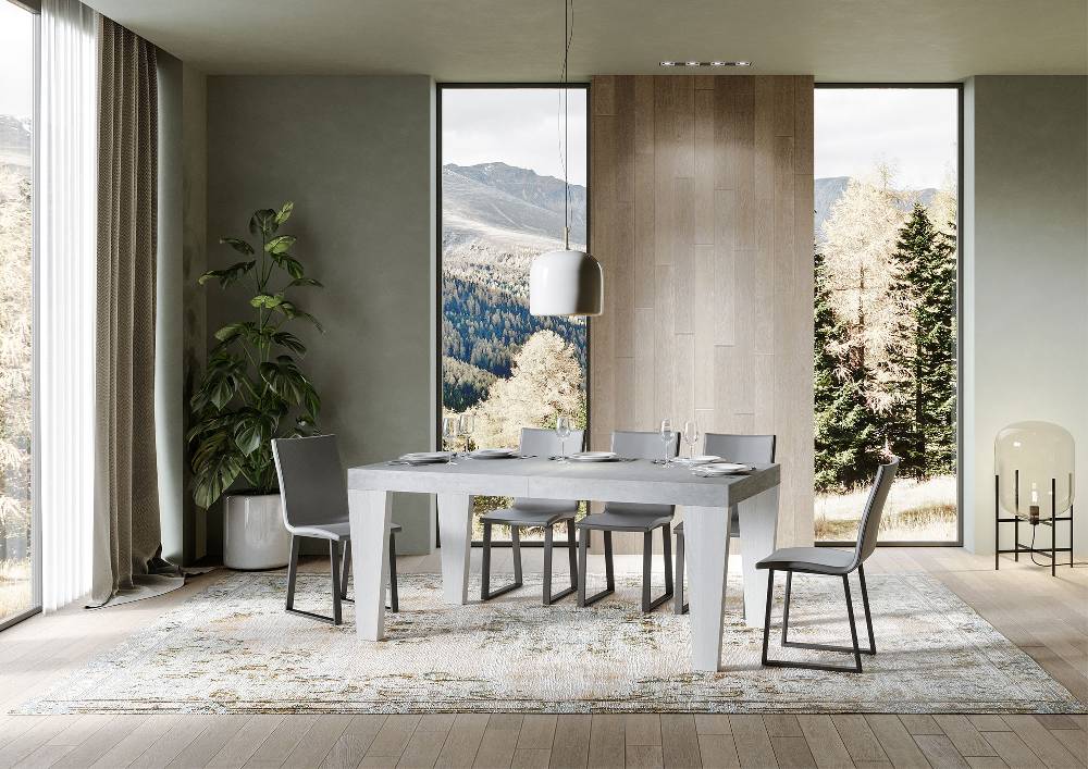 Itamoby Tavolo Spimbo Mix Allungabile Piano Cemento Gambe Bianco Frassino 90×180 Allungato 440 Offerta