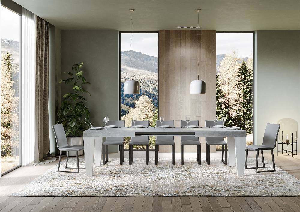 Itamoby Tavolo Spimbo Mix Allungabile Piano Cemento Gambe Bianco Frassino 90×180 Allungato 440 Offerta
