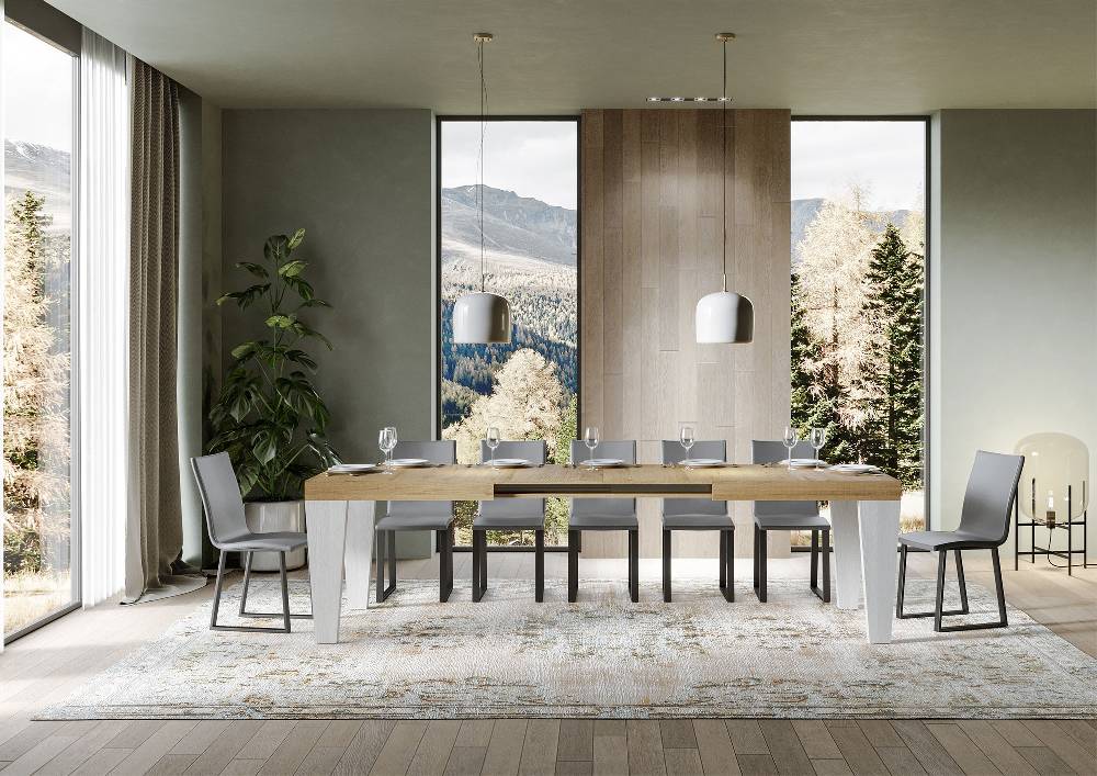 Itamoby Tavolo Spimbo Mix Allungabile Piano Quercia Natura Gambe Bianco Frassino 90×180 Allungato 440 Economico