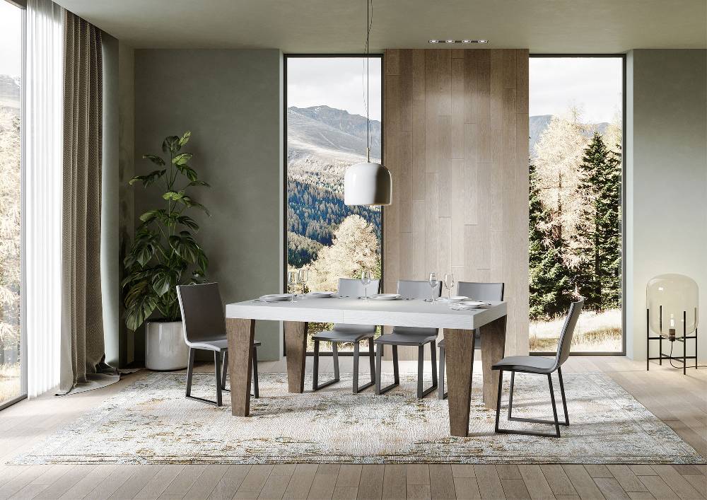 Itamoby Tavolo Spimbo Mix Allungabile Piano Bianco Frassino Gambe Noce 90×180 Allungato 440 In Vendita