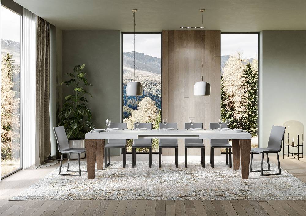 Itamoby Tavolo Spimbo Mix Allungabile Piano Bianco Frassino Gambe Noce 90×180 Allungato 440 In Vendita