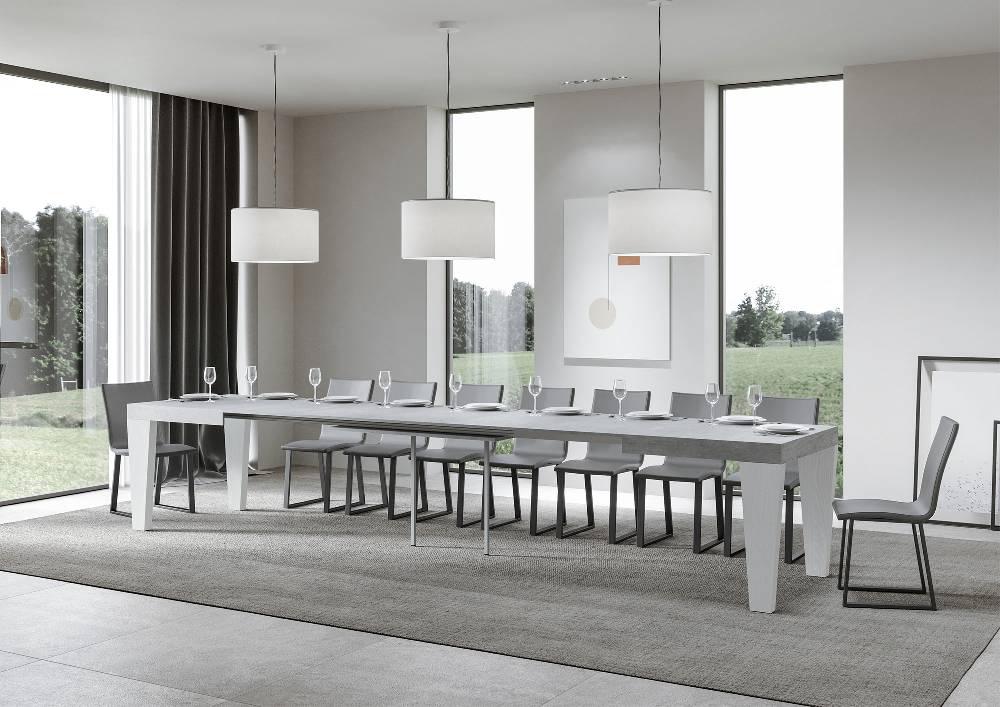 Itamoby Tavolo Spimbo Mix Allungabile Piano Cemento Gambe Bianco Frassino 90×160 Allungato 420 Saldi