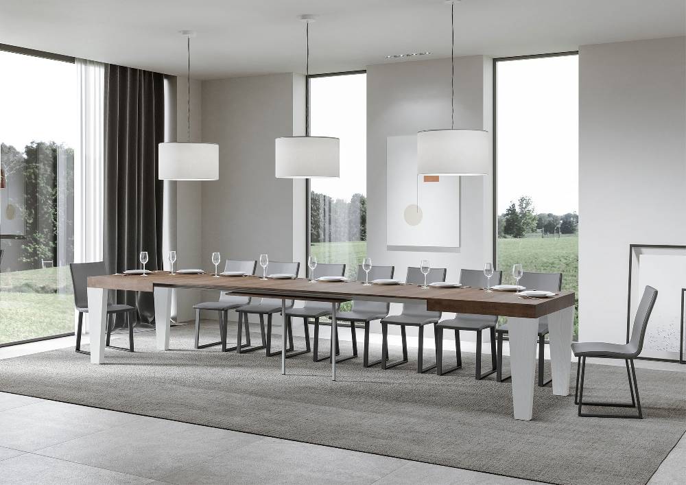 Itamoby Tavolo Spimbo Mix Allungabile Piano Noce Gambe Bianco Frassino 90×160 Allungato 420 Hotsell