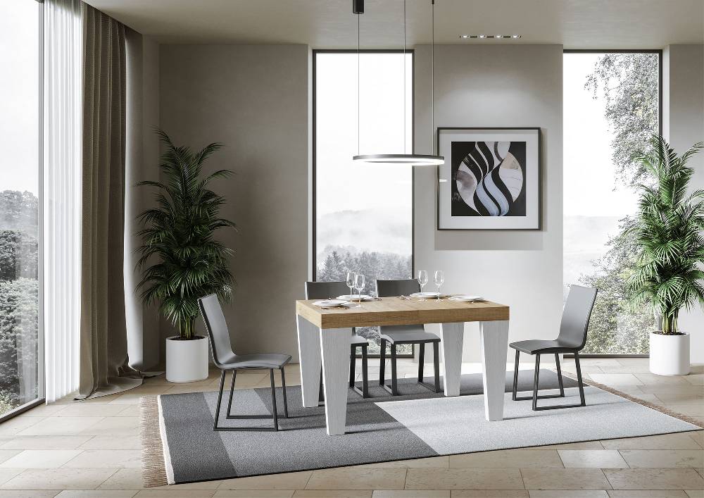 Itamoby Tavolo Spimbo Mix Allungabile Piano Quercia Natura Gambe Bianco Frassino 90×130 Allungato 234 Vendite Flash