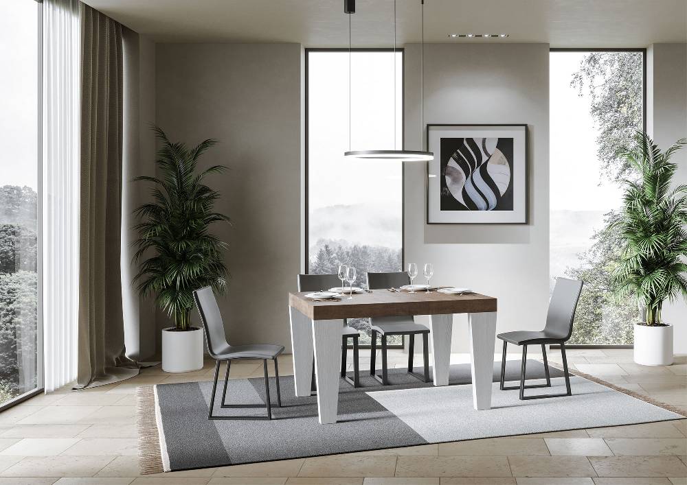 Itamoby Tavolo Spimbo Mix Allungabile Piano Noce Gambe Bianco Frassino 90×130 Allungato 234 Negozio