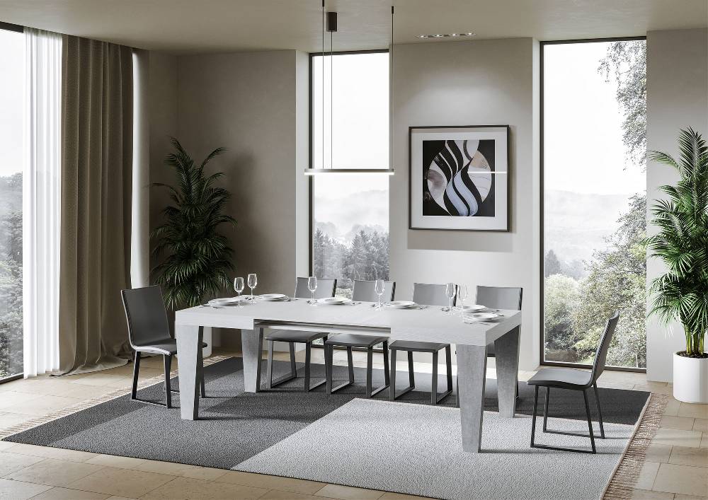 Itamoby Tavolo Spimbo Mix Allungabile Piano Bianco Frassino Gambe Cemento 90×130 Allungato 234 In Saldo