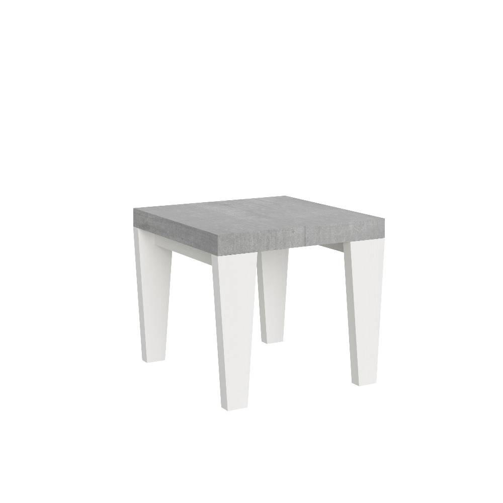 Itamoby Tavolo Spimbo Mix Allungabile Piano Cemento Gambe Bianco Frassino 90×90 Allungato 246