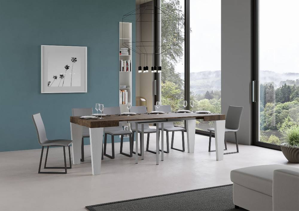 Itamoby Tavolo Spimbo Mix Allungabile Piano Noce Gambe Bianco Frassino 90×90 Allungato 246 Negozio online di fabbrica