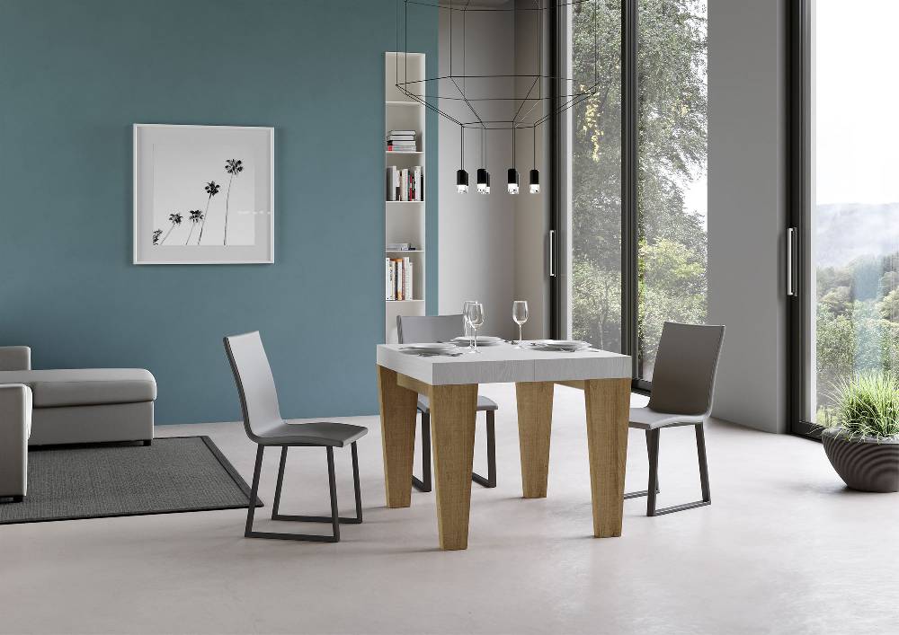 Itamoby Tavolo Spimbo Mix Allungabile Piano Bianco Frassino Gambe Quercia Natura 90×90 Allungato 246 Offerta speciale