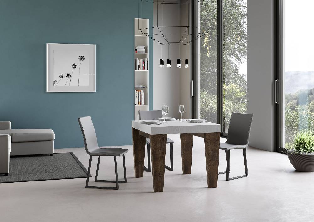 Itamoby Tavolo Spimbo Mix Allungabile Piano Bianco Frassino Gambe Noce 90×90 Allungato 246 Comprare a buon mercato